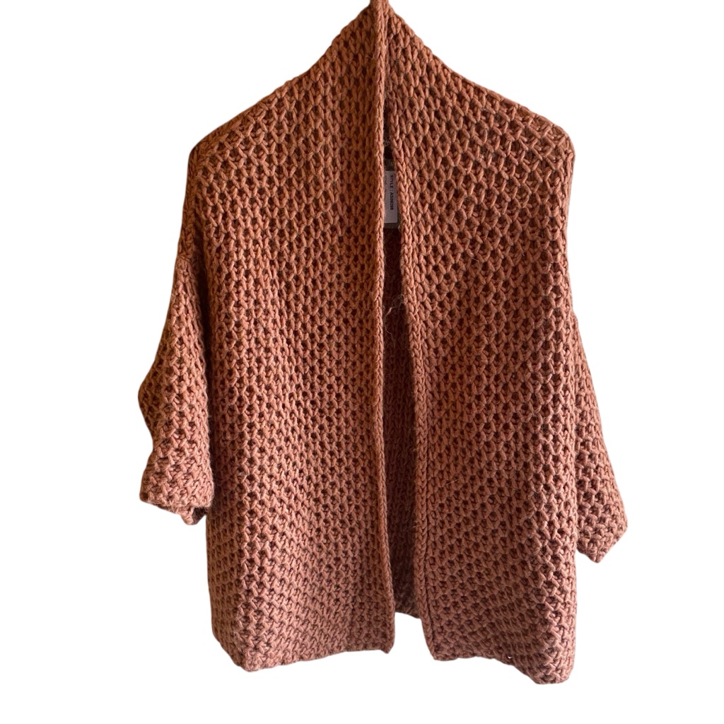 Alpaca & Wool - Chunky Knit Open Front Cardigan - Dusty Pink